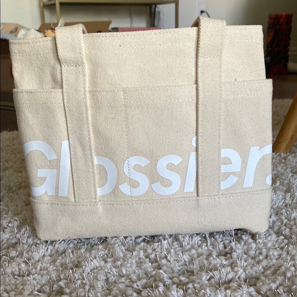 Glossier Mini Cream Canvas Tote Bag